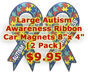 Large Autism Awareness Ribbon Car Magnets