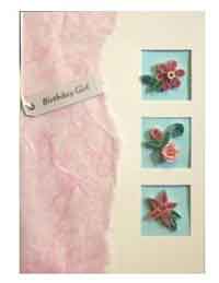  Birthday card with 3 floral patterns
