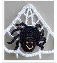 Spider on Web Crocheted Pin