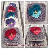 Pansy Flower Granny Square Free Crochet Pattern