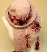 Decorated Crochet Hat & Scarf