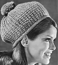 Crocheted Pom Pom Hat
