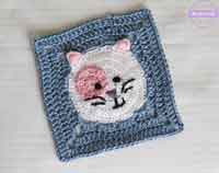 Kitty Cat Crochet Granny Square