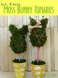 DIY Moss Bunny Topiaries