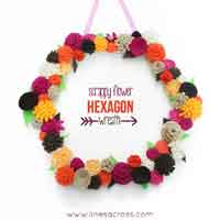 Scrappy Flower Hexagon Wreath