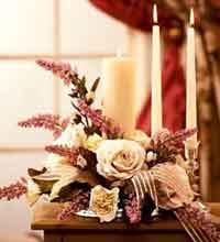 Candle Floral Arrangement Wedding Centerpiece