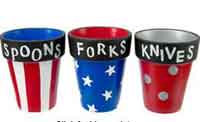 Patriotic Silverware Painted Pots