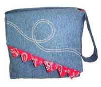 Denim     Handbag with Prairie Points 