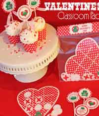 Valentines Day Classroom Favors and Cupcake Wraps and Toppers
