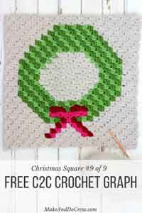 Wreath Corner-To-Corner Christmas Crochet Pattern